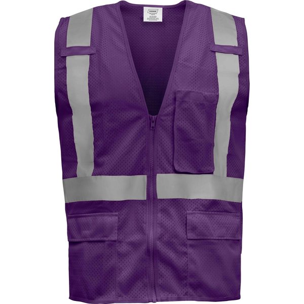Ironwear Standard Safety Vest w/ Zipper & Radio Clips (Purple/X-Large) 1284-PRZ-RD-XL